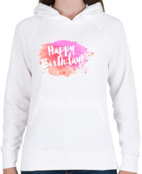 printfashion Boldog Születésnapot! - Női kapucnis pulóver - Fehér (384527)