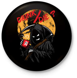 printfashion Ivás/halál ? - Kitűző, hűtőmágnes - Fekete (3091225)