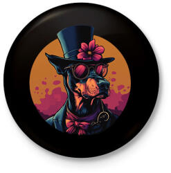 printfashion Elegáns Doberman - Kitűző, hűtőmágnes - Fekete (16705132)