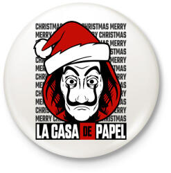 printfashion La Casa De Papel Christmas háttérrel - Kitűző, hűtőmágnes - Fehér (5710548)