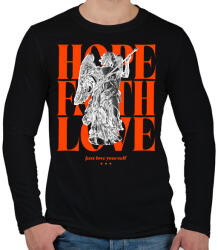 printfashion Hope Faith Love - Férfi hosszú ujjú póló - Fekete (14272580)