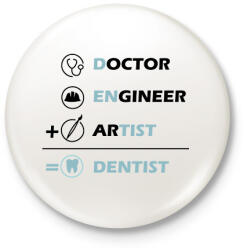 printfashion Dentist (black) - Kitűző, hűtőmágnes - Fehér (7214810)