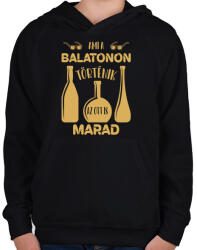 printfashion Ami a Balatonon történik - Gyerek kapucnis pulóver - Fekete (7346640)