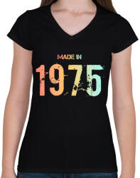 printfashion 1975 - Női V-nyakú póló - Fekete (6225122)