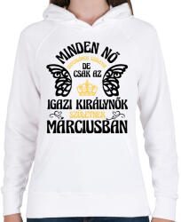 printfashion Szülinapos királynő_március fekete - Női kapucnis pulóver - Fehér (4721140)
