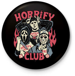 printfashion Horrify Club - Kitűző, hűtőmágnes - Fekete (14528326)