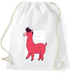 printfashion Rózsaszín láma - Sportzsák, Tornazsák - Fehér (4046265)