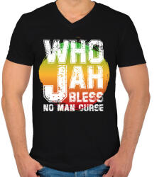 printfashion Who jah - Férfi V-nyakú póló - Fekete (7659420)