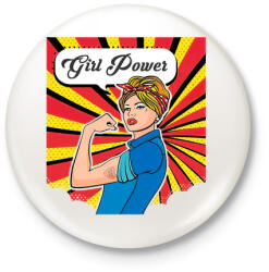 printfashion Girl Power - Kitűző, hűtőmágnes - Fehér (4114271)