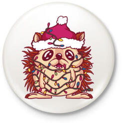 printfashion Karácsonyi süni - Kitűző, hűtőmágnes - Fehér (5635485)