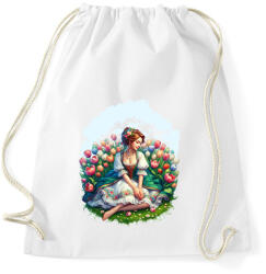 printfashion Magyar lány tulipánok közt - Sportzsák, Tornazsák - Fehér (15885829)
