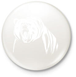 printfashion Dühös medve - Kitűző, hűtőmágnes - Fehér (6250641)