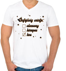 printfashion Önfejűség szintje - Férfi V-nyakú póló - Fehér (8523081)