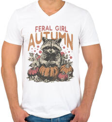 printfashion Feral Girl Autumn - Férfi V-nyakú póló - Fehér (16676817)
