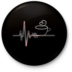 printfashion CoffemyLife - Kitűző, hűtőmágnes - Fekete (11597203)