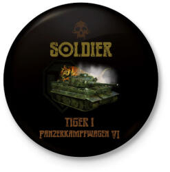 printfashion SOLDIER-TIGER1 - Kitűző, hűtőmágnes - Fekete (3100608)