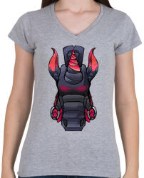 printfashion Fortnite egyszarvú - Női V-nyakú póló - Sport szürke (2428878)