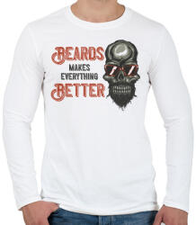 printfashion Motoros 02 - Beards makes everything better - Férfi hosszú ujjú póló - Fehér (4939863)
