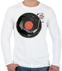printfashion Retro hangulat - lemezjátszó - Férfi hosszú ujjú póló - Fehér (5715716)