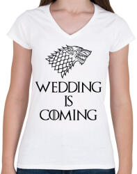 printfashion Wedding is Coming - Női V-nyakú póló - Fehér (2823757)