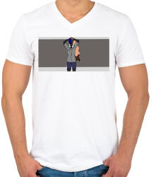 printfashion Zane anime - Férfi V-nyakú póló - Fehér (7050841)