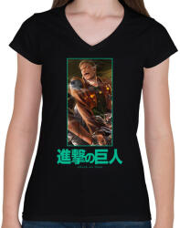 printfashion Singeki no kjodzsin - Női V-nyakú póló - Fekete (5387092)