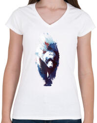 printfashion Death run - Női V-nyakú póló - Fehér (219950)