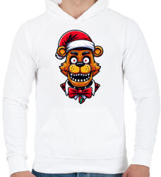 printfashion Freddy Fazbear Karácsonyi minta - Férfi kapucnis pulóver - Fehér (14934727)