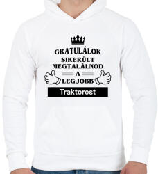 printfashion Gratulálunk sikerült megtalálnod a legjobb traktorost - Férfi kapucnis pulóver - Fehér (14577883)