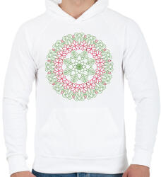 printfashion Mikulásvirágos téli mandala - Férfi kapucnis pulóver - Fehér (4072557)