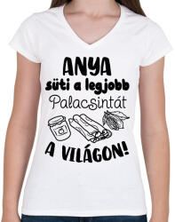printfashion Anya süti a legjobb palacsintát a világon - Női V-nyakú póló - Fehér (16565506)