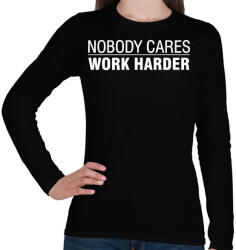 printfashion Work harder - Női hosszú ujjú póló - Fekete (5184147)