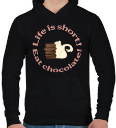 printfashion cica és csoki - Férfi kapucnis pulóver - Fekete (5578676)