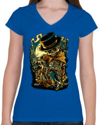 printfashion Csont bandita - Női V-nyakú póló - Királykék (123023)