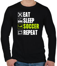 printfashion Eat Sleep Soccer Repeat - Férfi hosszú ujjú póló - Fekete (4965838)
