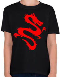 printfashion Sárkány - Gyerek póló - Fekete (1226669)