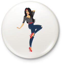 printfashion Pin up lány - Kitűző, hűtőmágnes - Fehér (5159188)