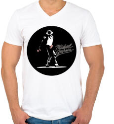 printfashion Michael Jackson-Dance - Férfi V-nyakú póló - Fehér (4161018)