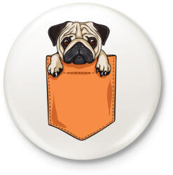 printfashion ZSEB-Mopsz - Kitűző, hűtőmágnes - Fehér (3075082)