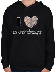 printfashion I love disznósajt - Gyerek kapucnis pulóver - Fekete (8698306)