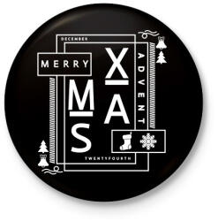 printfashion Merry Xmas - Kitűző, hűtőmágnes - Fekete (14911622)