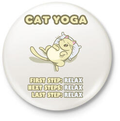 printfashion Macska jóga - Kitűző, hűtőmágnes - Fehér (14503111)