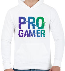 printfashion PRO GAMER - Férfi kapucnis pulóver - Fehér (6040847)