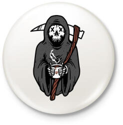 printfashion Kávézó kaszás - Kitűző, hűtőmágnes - Fehér (3074060)