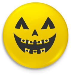 printfashion Halloween tök fej - Kitűző, hűtőmágnes - Sárga (14726734)