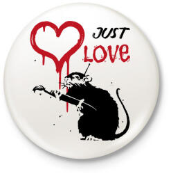 printfashion Just love - Graffiti patkány - Kitűző, hűtőmágnes - Fehér (12750049)