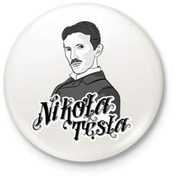 printfashion Nikola Tesla - Kitűző, hűtőmágnes - Fehér (7333564)