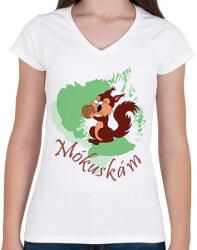 printfashion Mókuskám - Női V-nyakú póló - Fehér (13908855)