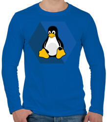 printfashion Linux Tux - Férfi hosszú ujjú póló - Királykék (3529447)