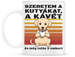 printfashion Szeretem a kutyákat, a kávét és még talán 3 embert - Bögre - Fehér (16320383)